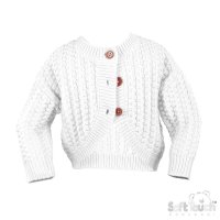 CD18-W: Long Sleeve White Knitted Cardigan (0-12 Months)